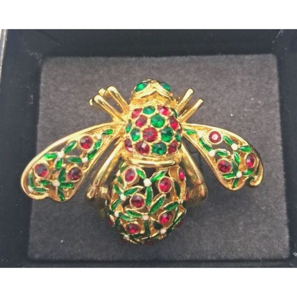 Joan Rivers Classics Collection Christmas Holiday Bee Bug Pin Brooch Enamel